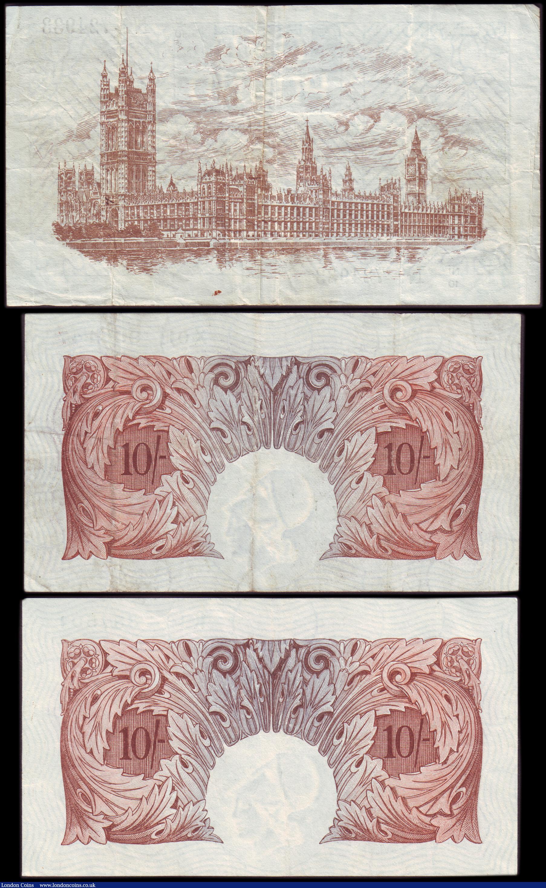 London Coins : A152 : Lot 72 : One Pound Warren Fisher T31 Dot prefix, issued 1923  N1 10 724933Fine, Ten Shillings (2) Mahon B210 ...