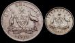 London Coins : A152 : Lot 1082 : Australia (2) Shilling 1918M KM#26 VF, Sixpence 1911 KM#25 GVF with some edge nicks