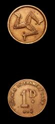 London Coins : A152 : Lot 1242 : Isle of Man WW.II P.O.W. Onchan Internment Camp Token, 1d brass, no date. KM#Tn24 VF and scarce, alo...