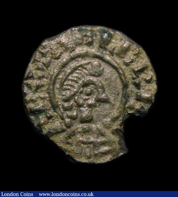 Penny Alfred the Great, King of Wessex, (871-899) Canterbury Mint, Wessex Lunettes type, bust with bonnet, lunettes broken in centre of curve, BMC ia, S.1057, North 626, King's name AELBR [ED], moneyer Sigestef, VF patinated, with an edge chip from 3 to 5 o'clock : Hammered Coins : Auction 153 : Lot 2126