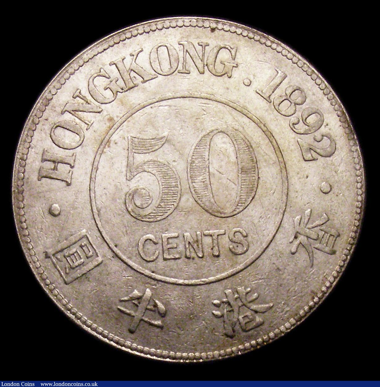 London Coins : A153 : Lot 1011 : Hong Kong 50 Cents 1892 KM#9.1 NEF/GVF with some contact marks, Rare in higher grades, we note that ...