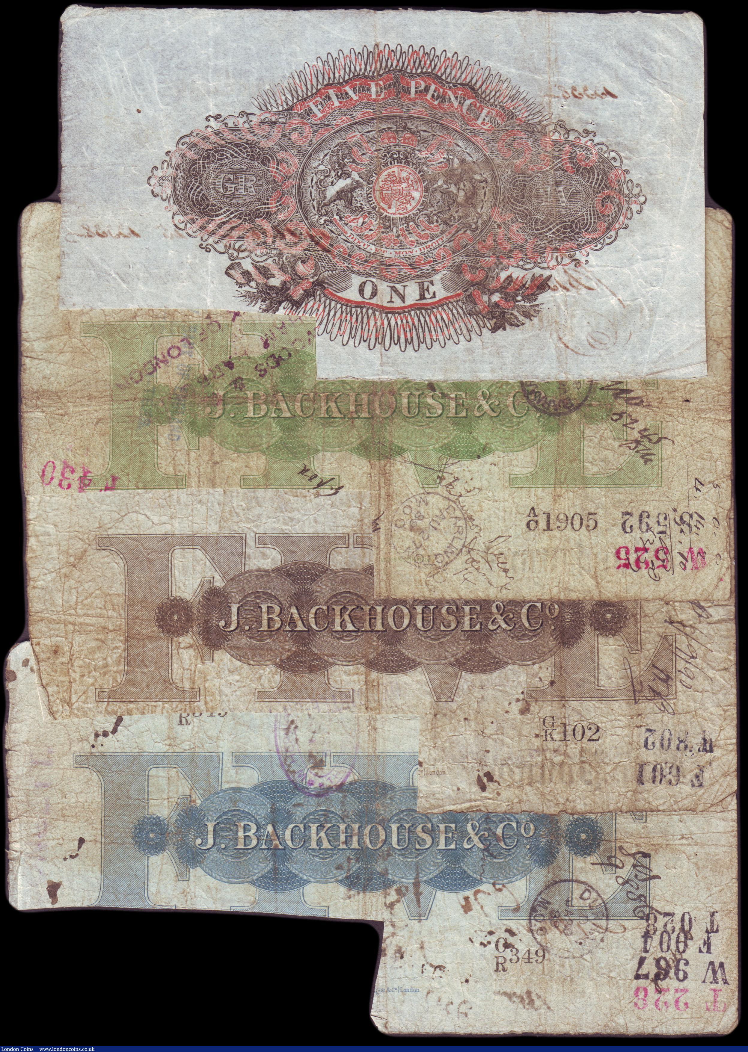 London Coins : A153 : Lot 143 : Five Pounds Durham Bank  1887, Five Pounds Darlington Bank 1889, Five Pounds Stockton on Tees Bank  ...