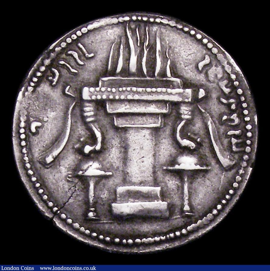 London Coins : A153 : Lot 1872 : Sassanian Drachm Ardashir I (c.224-240AD) Obverse close fitting head dress Reverse Altar/fire NVF