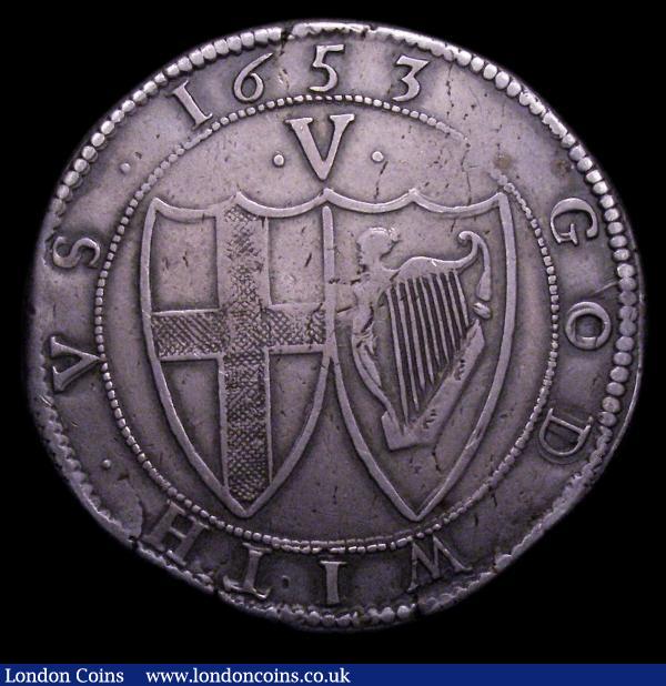 Crown 1653 Commonwealth ESC 6 Good Fine and bold, with some small edge cracks and slight flan stress, a pleasing example with good eye appeal  : Hammered Coins : Auction 153 : Lot 1888