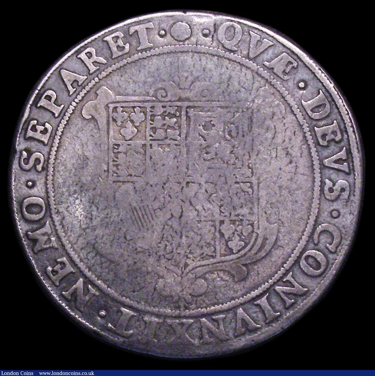 London Coins : A153 : Lot 1901 : Crown James I Second Coinage S.2652 mintmark Rose legends clear the horseman largely smooth, Shield ...