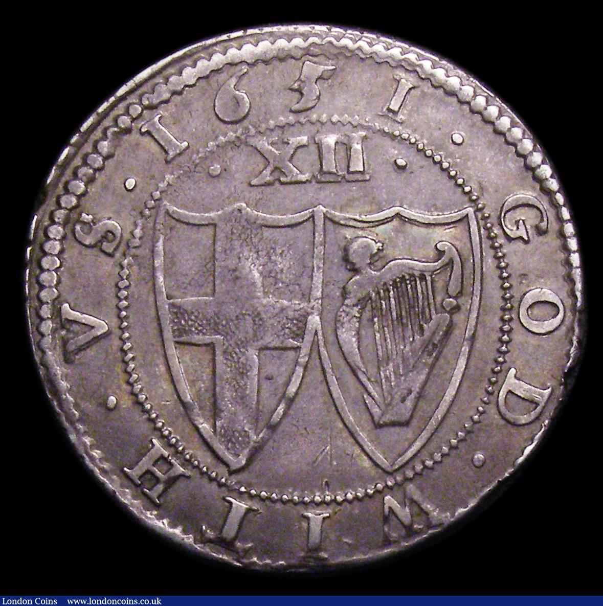 London Coins : A153 : Lot 1977 : Shilling 1651 Commonwealth, No stops on obverse, ESC 983B, Good Fine, evenly struck with only a smal...