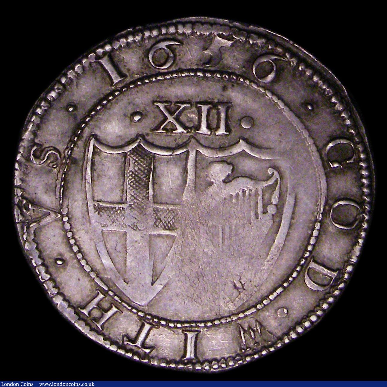 London Coins : A153 : Lot 1981 : Shilling 1656 Commonwealth ESC 995 overall VF and pleasing but with a few weak areas, struck on a fu...
