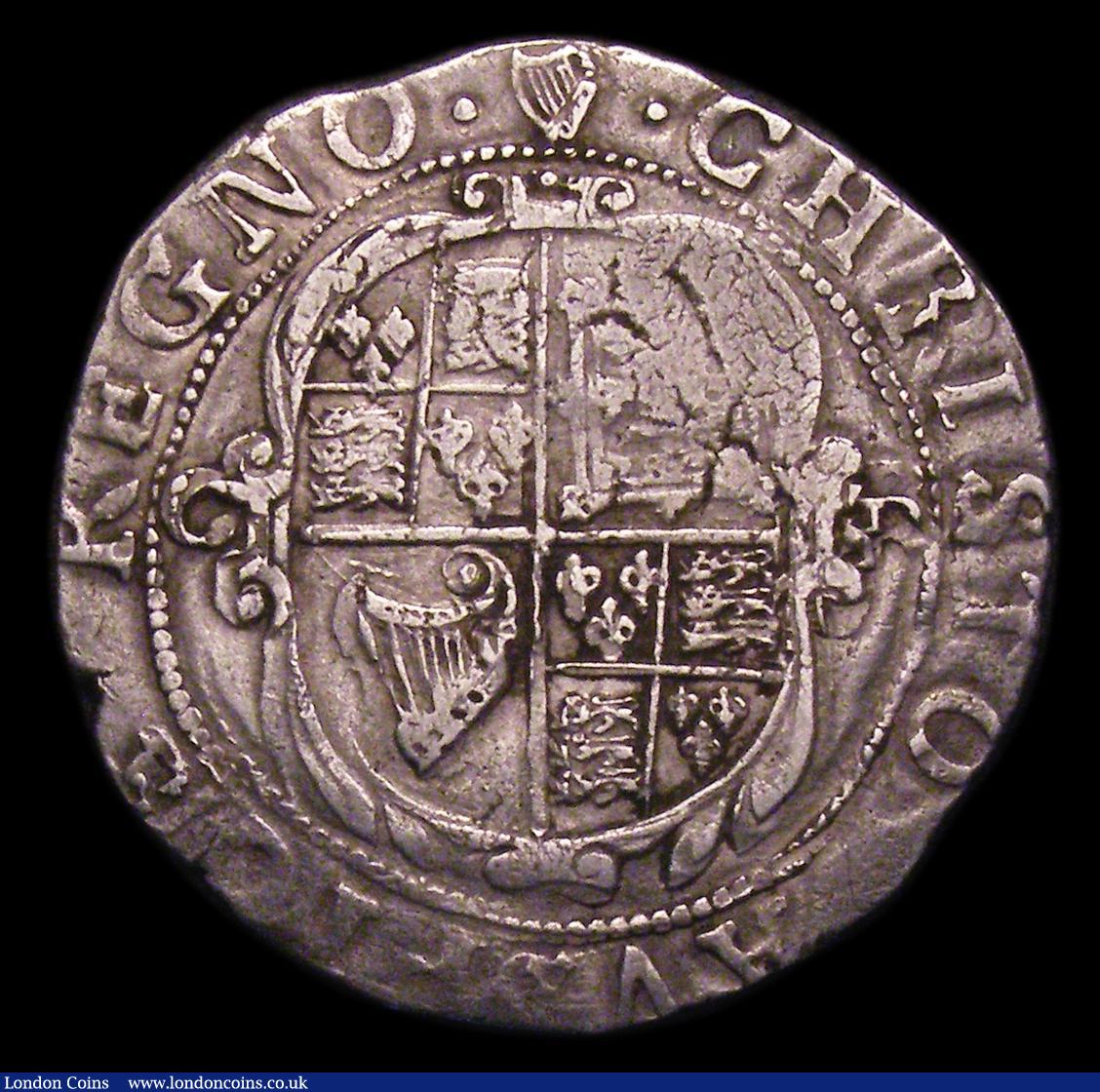 London Coins : A153 : Lot 1983 : Shilling Charles I Group D type 3.1 with falling lace collar S.2789 Reverse Oval shield with CR at s...