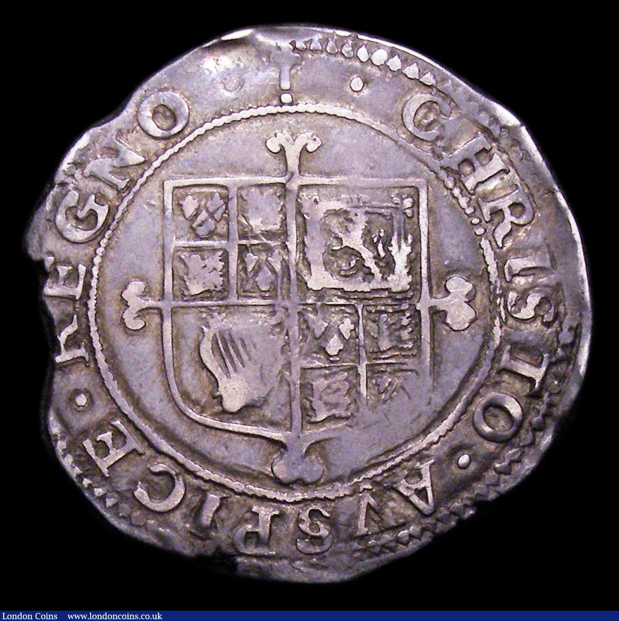 London Coins : A153 : Lot 1984 : Shilling Charles I Group G type 4.6 Short, broad bust S.2804 mintmark Sceptre Fine and toned, short ...