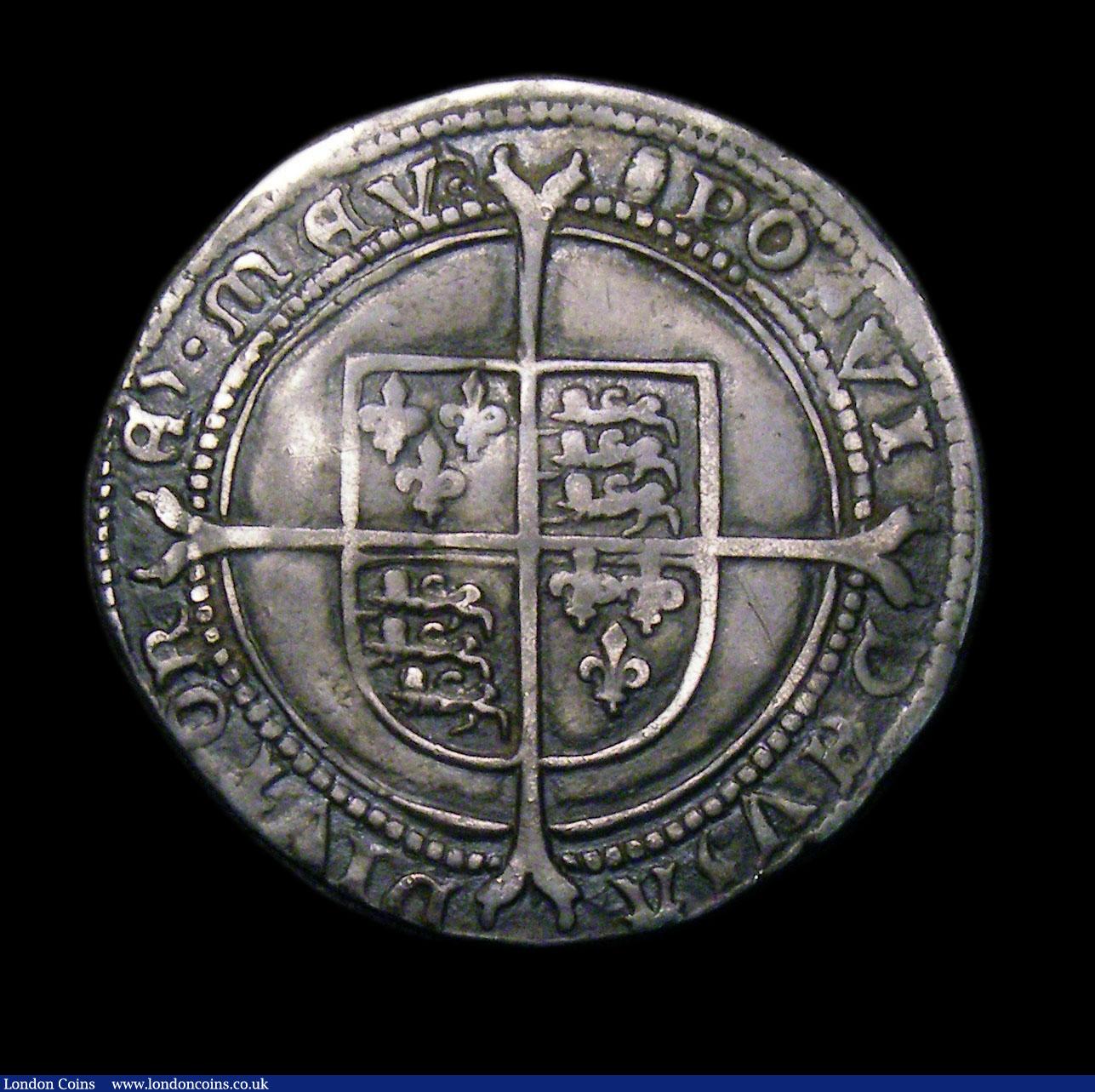London Coins : A153 : Lot 2012 : Sixpence Edward VI Fine Silver Issue S.2483 mintmark Tun, approaching EF/GVF with a superb portrait,...