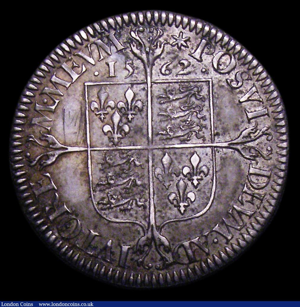London Coins : A153 : Lot 2019 : Sixpence Elizabeth I Milled Coinage 1562 Elaborately decorated dress, S.2595 mintmark Star GVF/NEF t...