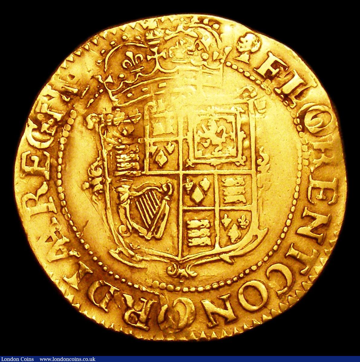 London Coins : A153 : Lot 2031 : Unite Charles I Group B, Second Bust in ruff, armour and mantle, S.2687 mintmark Negro's head, ...