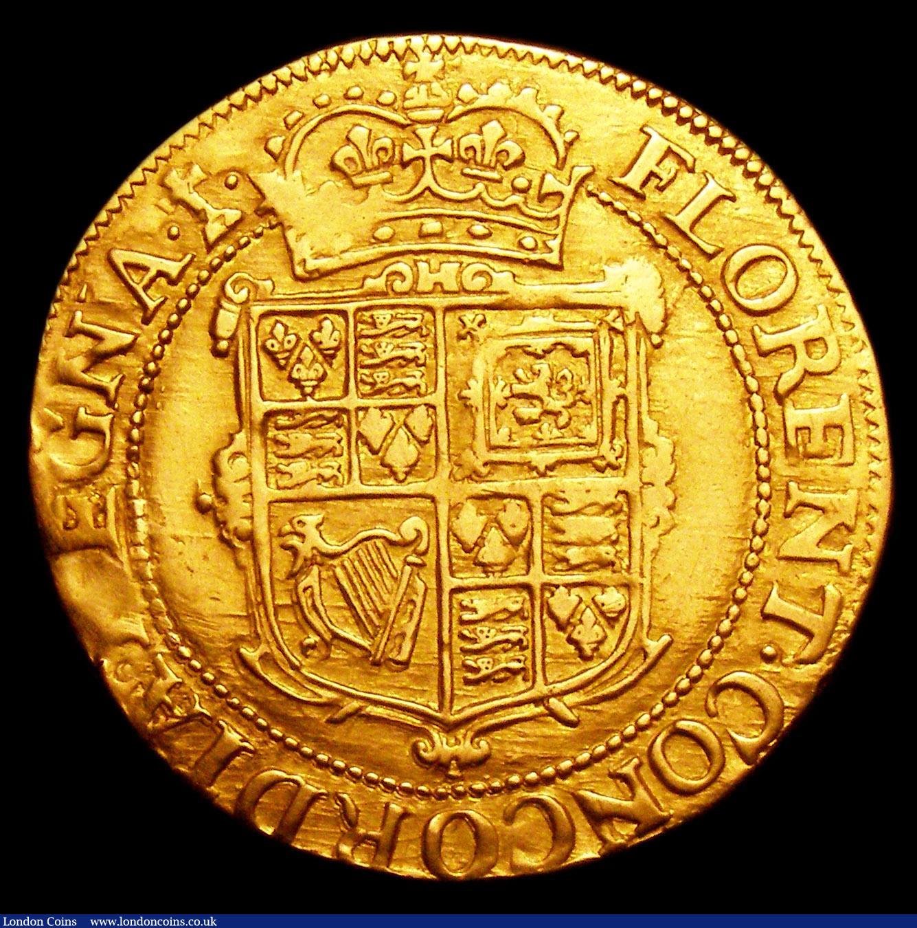 London Coins : A153 : Lot 2033 : Unite Charles I Second Bust Group B S.2687 mintmark Cross Calvary F/GF with some hairlines at the to...