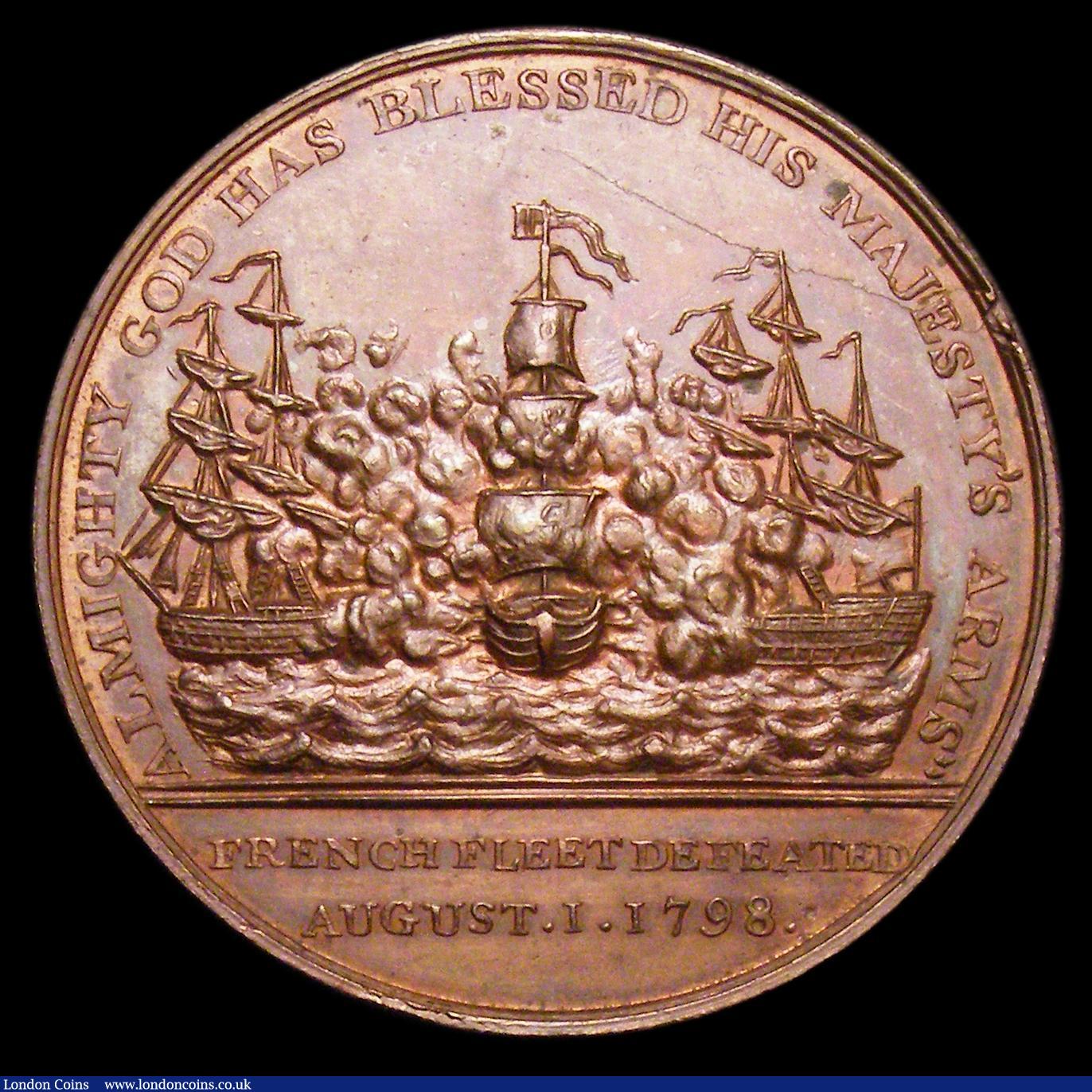 London Coins : A153 : Lot 2044 : Battle of the Nile 1798 38mm diameter in bronze by T.Wyon Snr. Eimer 893 Obverse bust almost facing,...