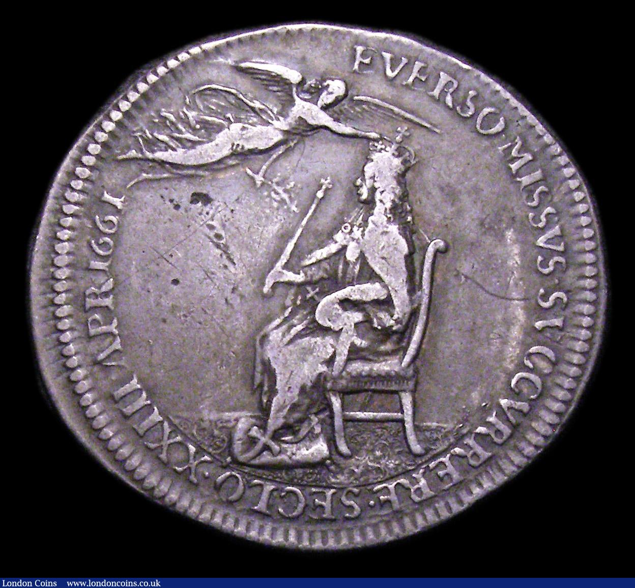 London Coins : A153 : Lot 2048 : Coronation of Charles II 1661 29mm diameter in Silver by T.Simon, the official Coronation Issue Eime...