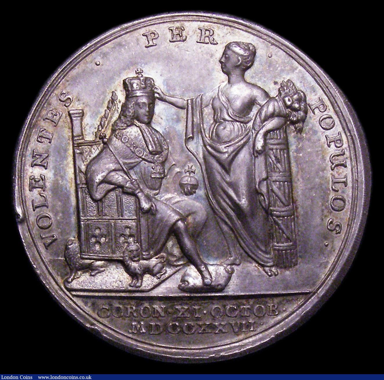 London Coins : A153 : Lot 2050 : Coronation of George II 1727 34mm diameter in silver by J.Croker Eimer 510 the official coronation i...