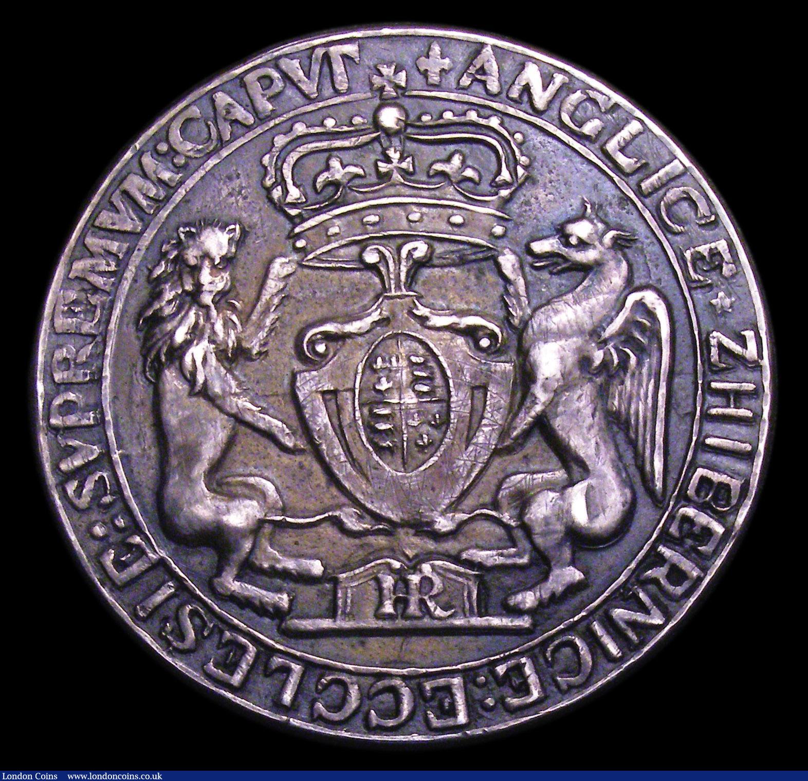 London Coins : A153 : Lot 2063 : Henry VIII Head of the Church 1545 41mm diameter cast in silver by Stuart (18th Century) Obverse: Ha...