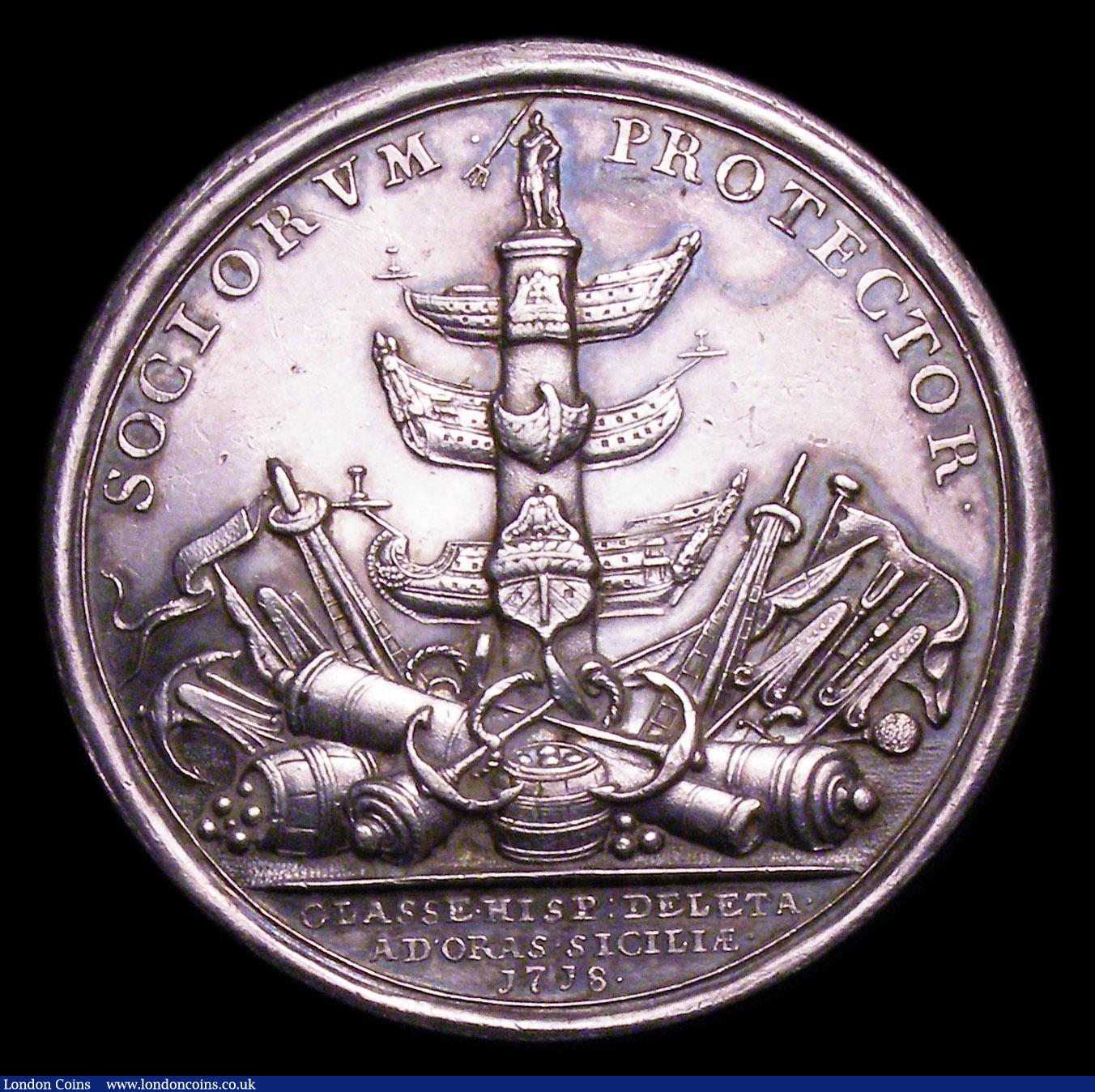 London Coins : A153 : Lot 2072 : Spanish Fleet destroyed off Cape Passaro 1718 45mm diameter in silver Eimer 481 Obverse Bust right l...