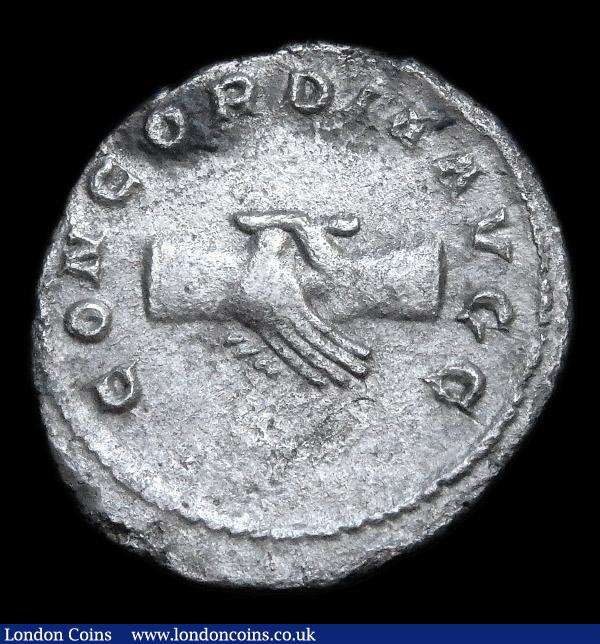 Ar antoninianus.  Balbinus.  C, 69-70 AD  Rome.  Rev;   CONCORDIA AVGG; clasped right hands. RIC IV 10.  Frosty surfaces.  3.57g.  G Fine : Ancient Coins : Auction 153 : Lot 2081