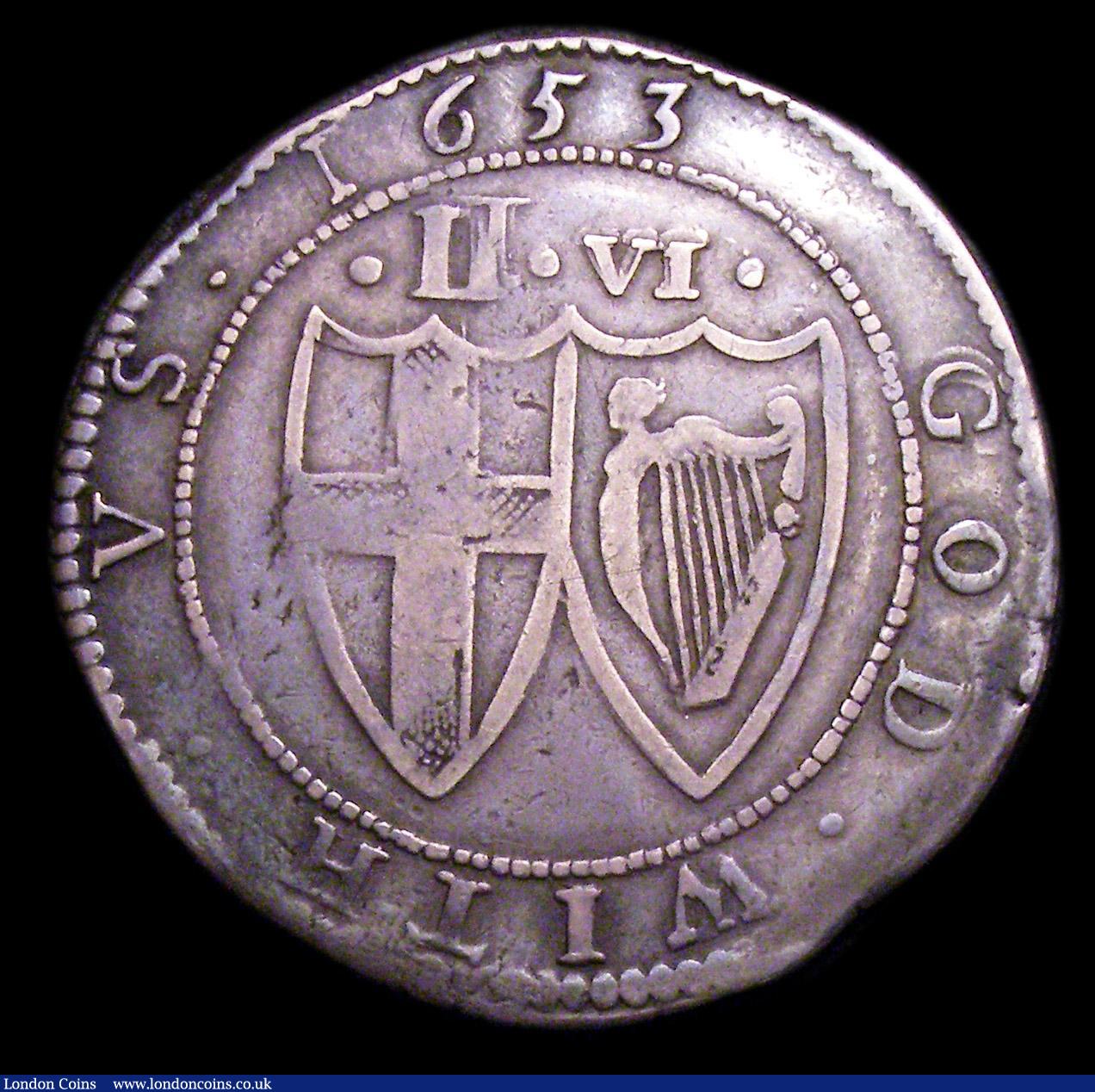 London Coins : A153 : Lot 2108 : Halfcrown Commonwealth 1653 ESC 431 Fine or better and bold, with some very light flan stress