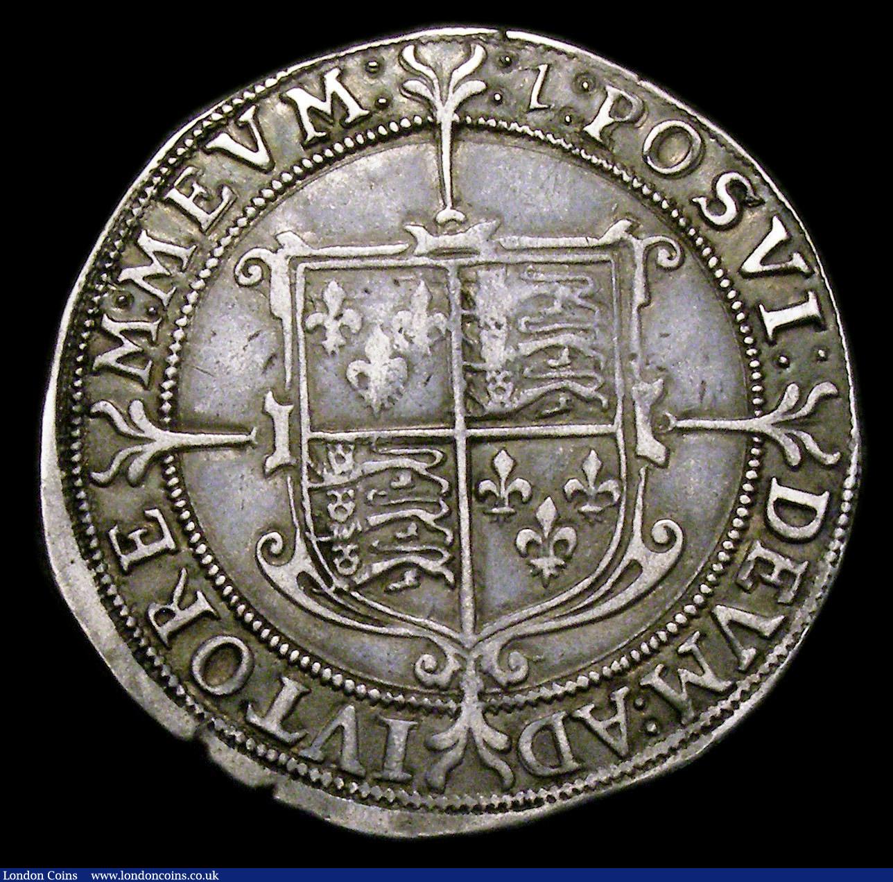 London Coins : A153 : Lot 2110 : Halfcrown Elizabeth I Seventh Issue mintmark 1 (1601) VF with good portrait and pleasing with a coup...