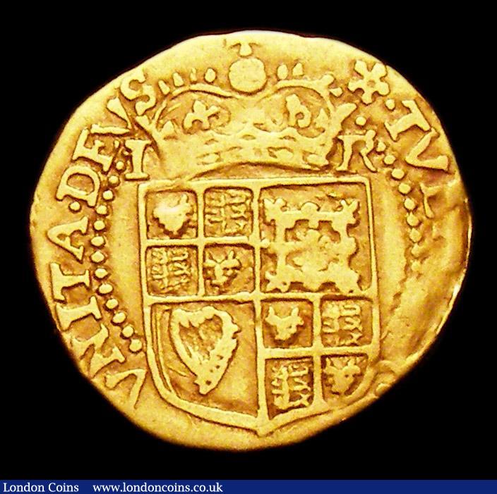 London Coins : A153 : Lot 2111 : Halfcrown Gold James I Second Coinage, Fifth Bust S.2631 Fine with a weak area at 2 o'clock