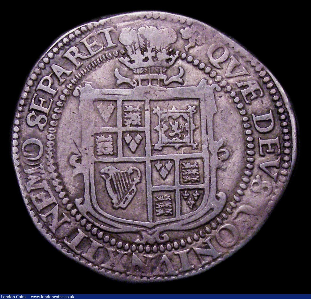 London Coins : A153 : Lot 2112 : Halfcrown James I Third Coinage, Plume over Shield on reverse, S.2667 Fine and bold