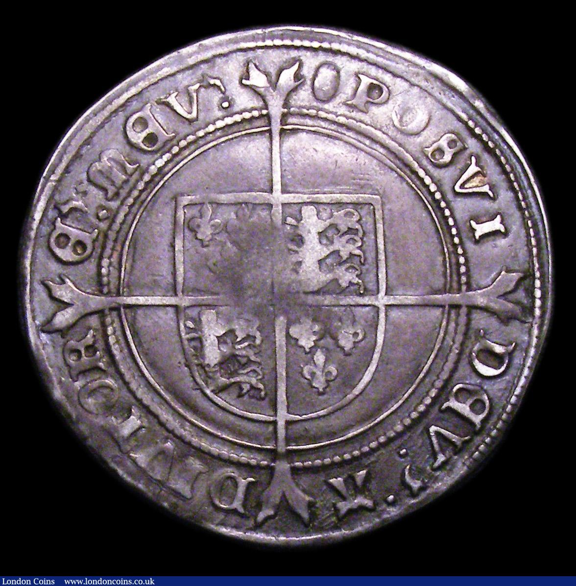 London Coins : A153 : Lot 2144 : Shilling Edward VI Fine Silver Issue S.2482 mintmark Tun, Good Fine with some weakness in the centre