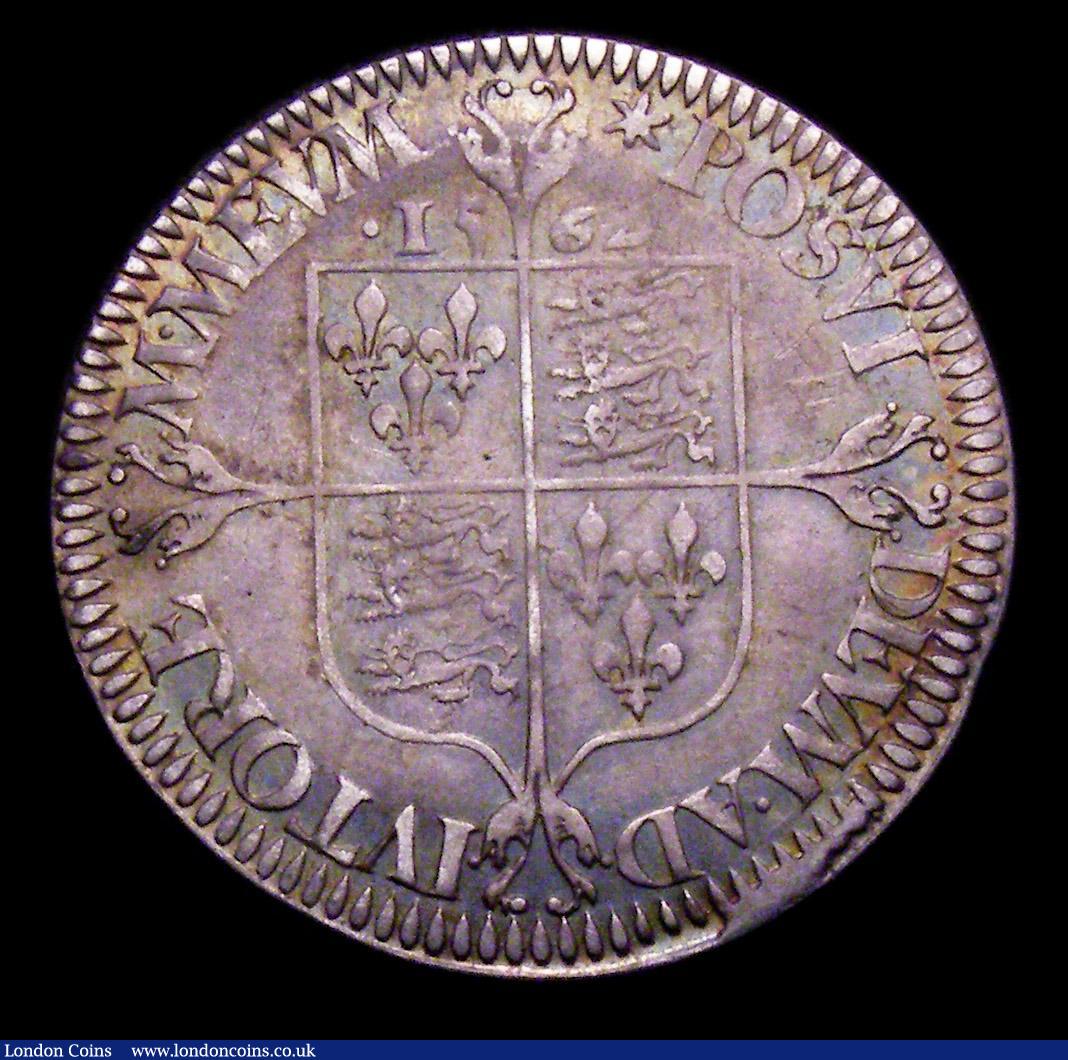 London Coins : A153 : Lot 2148 : Sixpence Elizabeth I Milled issue 1562 Large Broad Bust with small rose S.2596 mintmark Star, Good F...