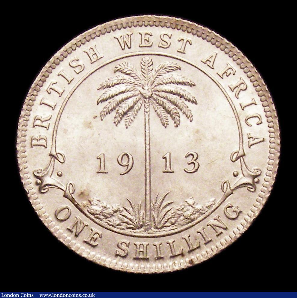 London Coins : A153 : Lot 2155 : British West Africa Shilling 1913 FT 39 UNC and lustrous with some light contact marks, the obverse ...