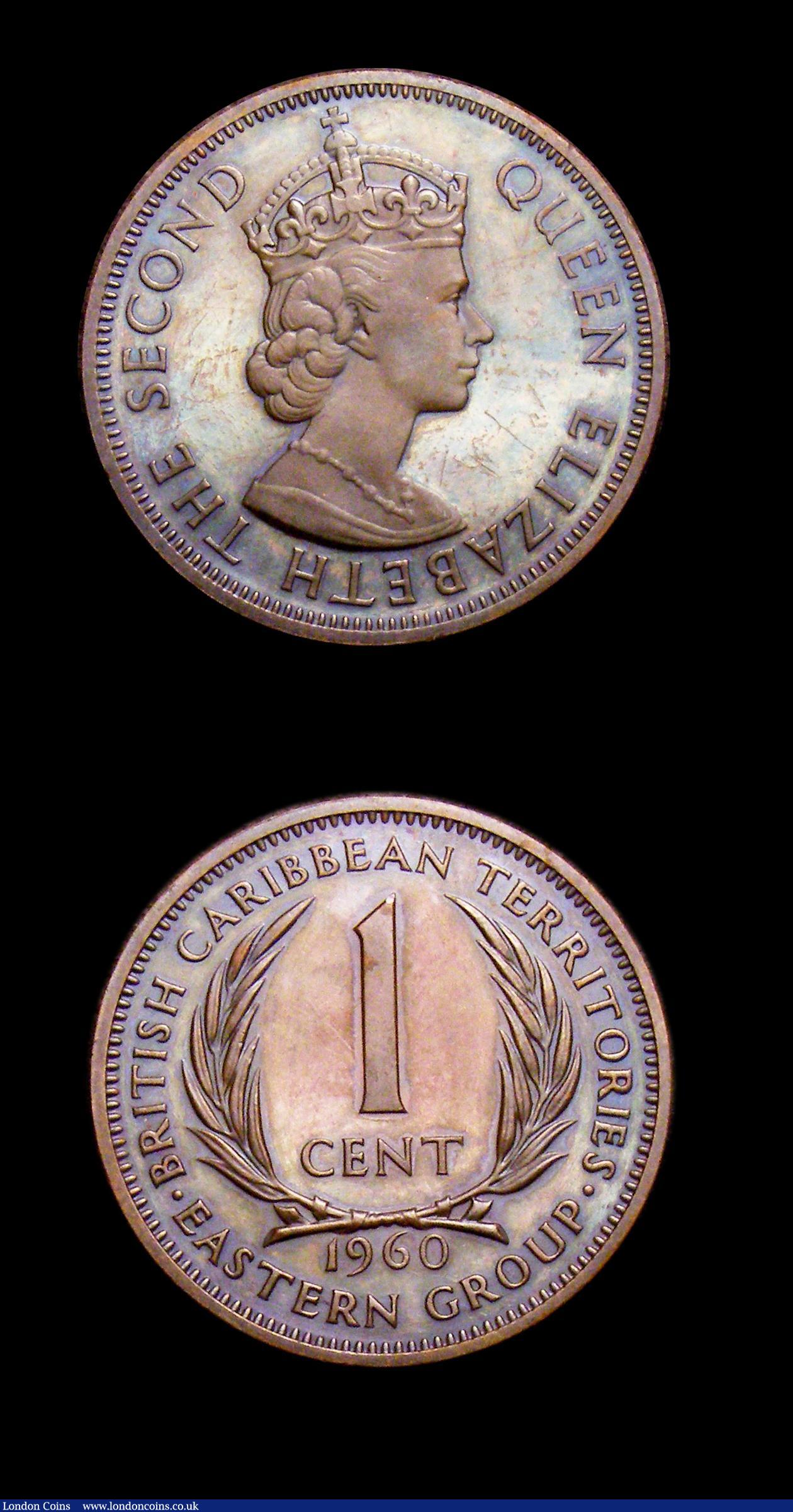 London Coins : A153 : Lot 2158 : East Caribbean States - British Caribbean Territories (2) Two Cents 1962 Proof KM#3 UNC toned with s...