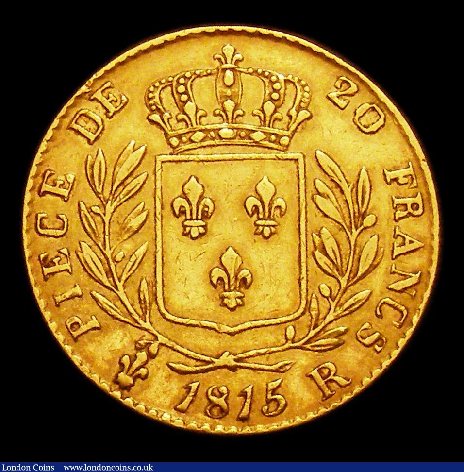 London Coins : A153 : Lot 2159 : France 20 Francs 1815 R KM#706.7 Fine or slightly better 