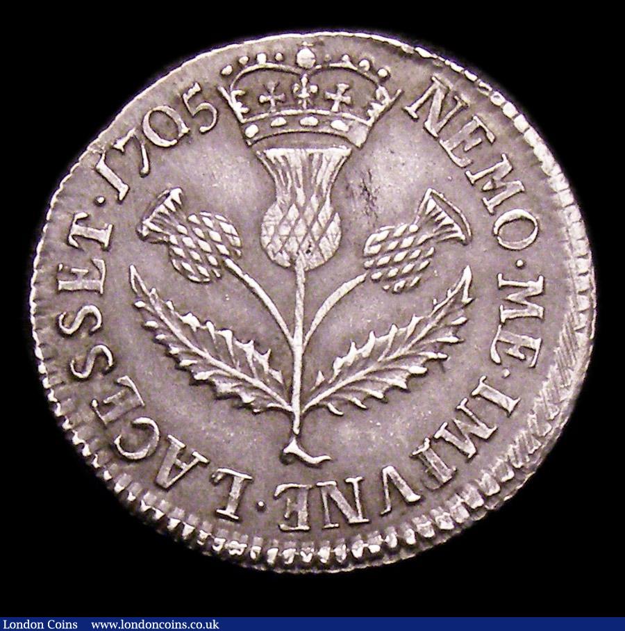 London Coins : A153 : Lot 2166 : Scotland Five Shillings 1705 S.5702 VF and pleasing 