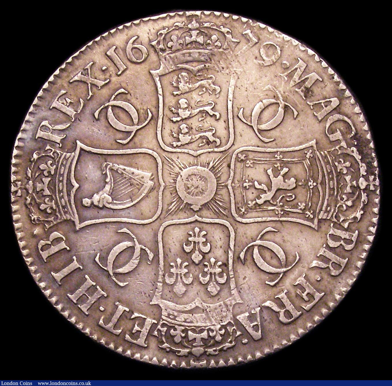 London Coins : A153 : Lot 2174 : Crown 1679 Fourth Bust ESC 57 VF with some haymarking and light adjustment marks