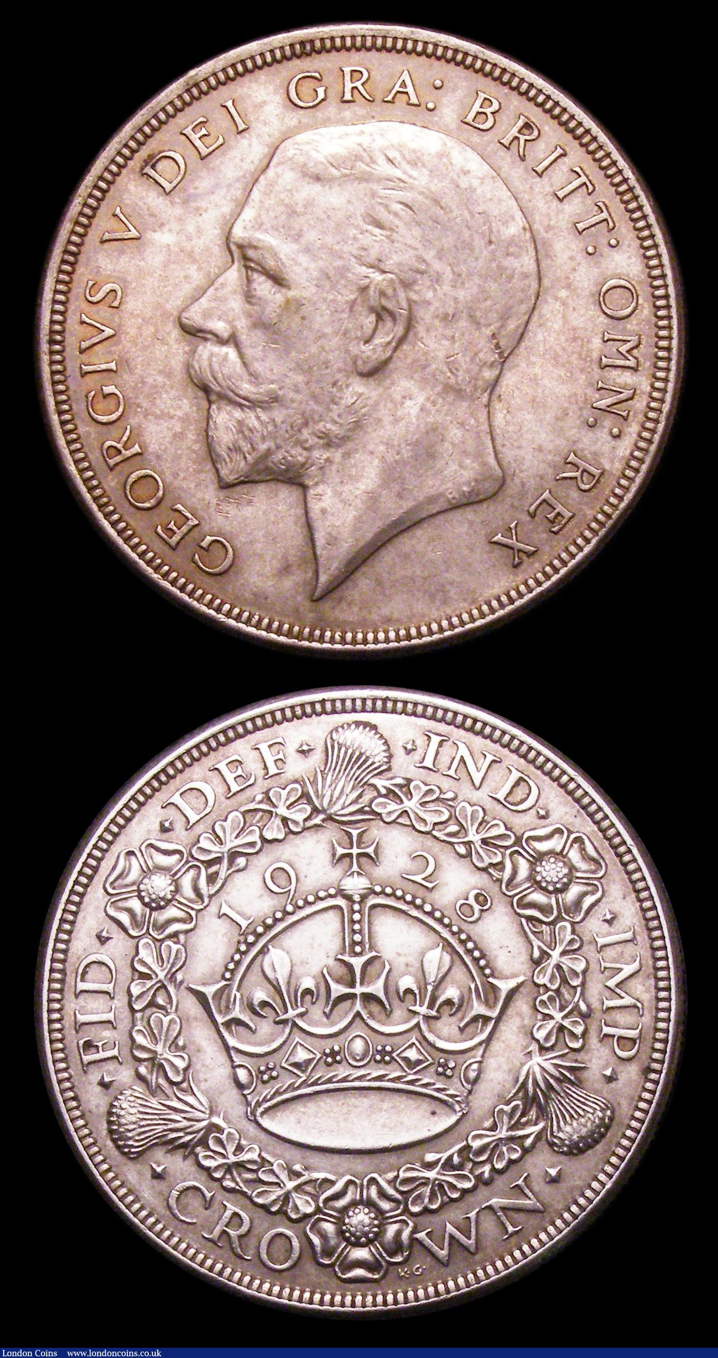 London Coins : A153 : Lot 2191 : Crowns (2) 1928 ESC 373 GVF, 1902 ESC 361 Bright About Fine 