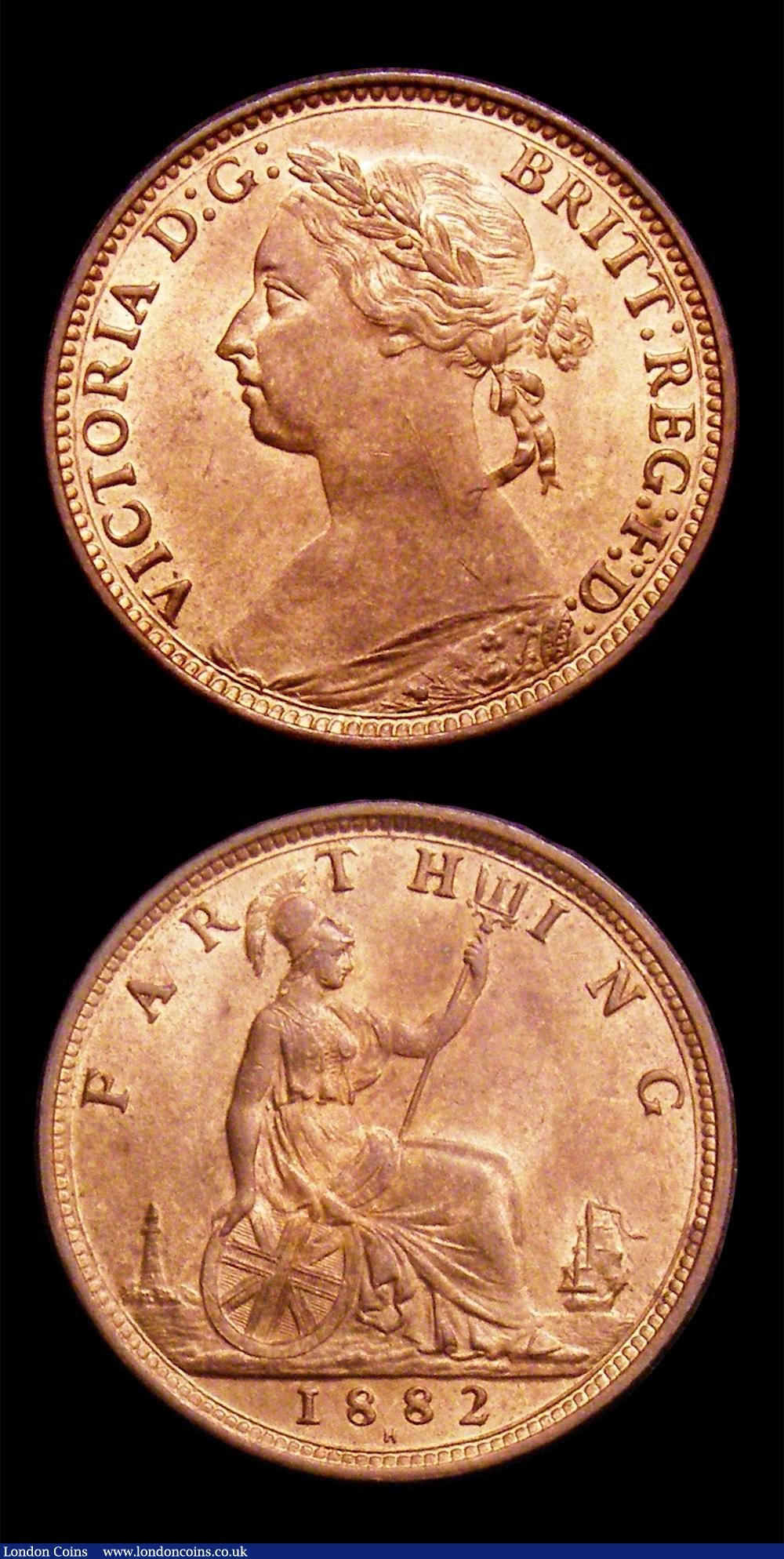 London Coins : A153 : Lot 2199 : Farthings (3) 1894 Freeman 569 dies 7+F Lustrous A/UNC, 1883 Perfect F in F:D: as Freeman 551 dies 7...