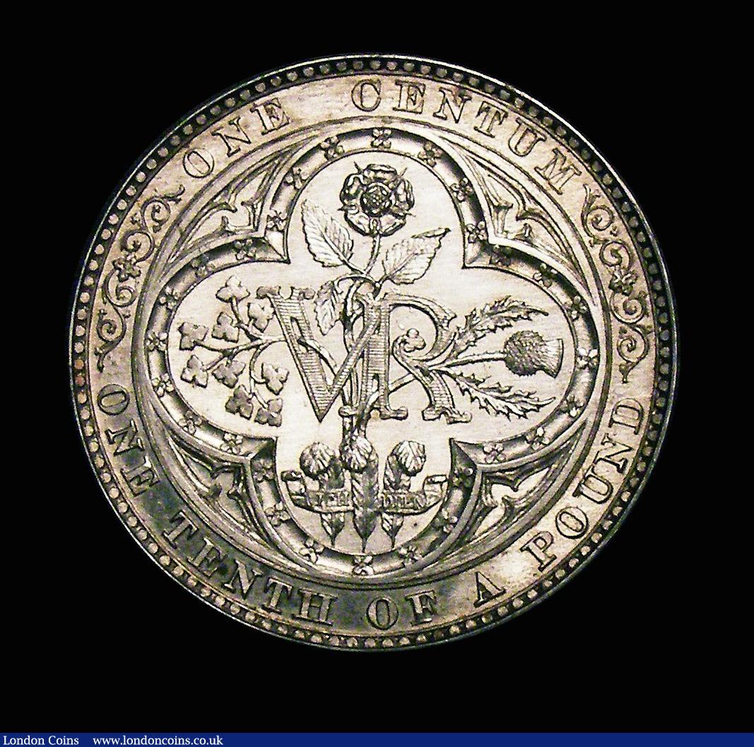 London Coins : A153 : Lot 2201 : Florin 1848 Pattern Obverse b, Reverse Biii, ONE CENTUM legend, Plain edge, ESC 899 practically FDC ...