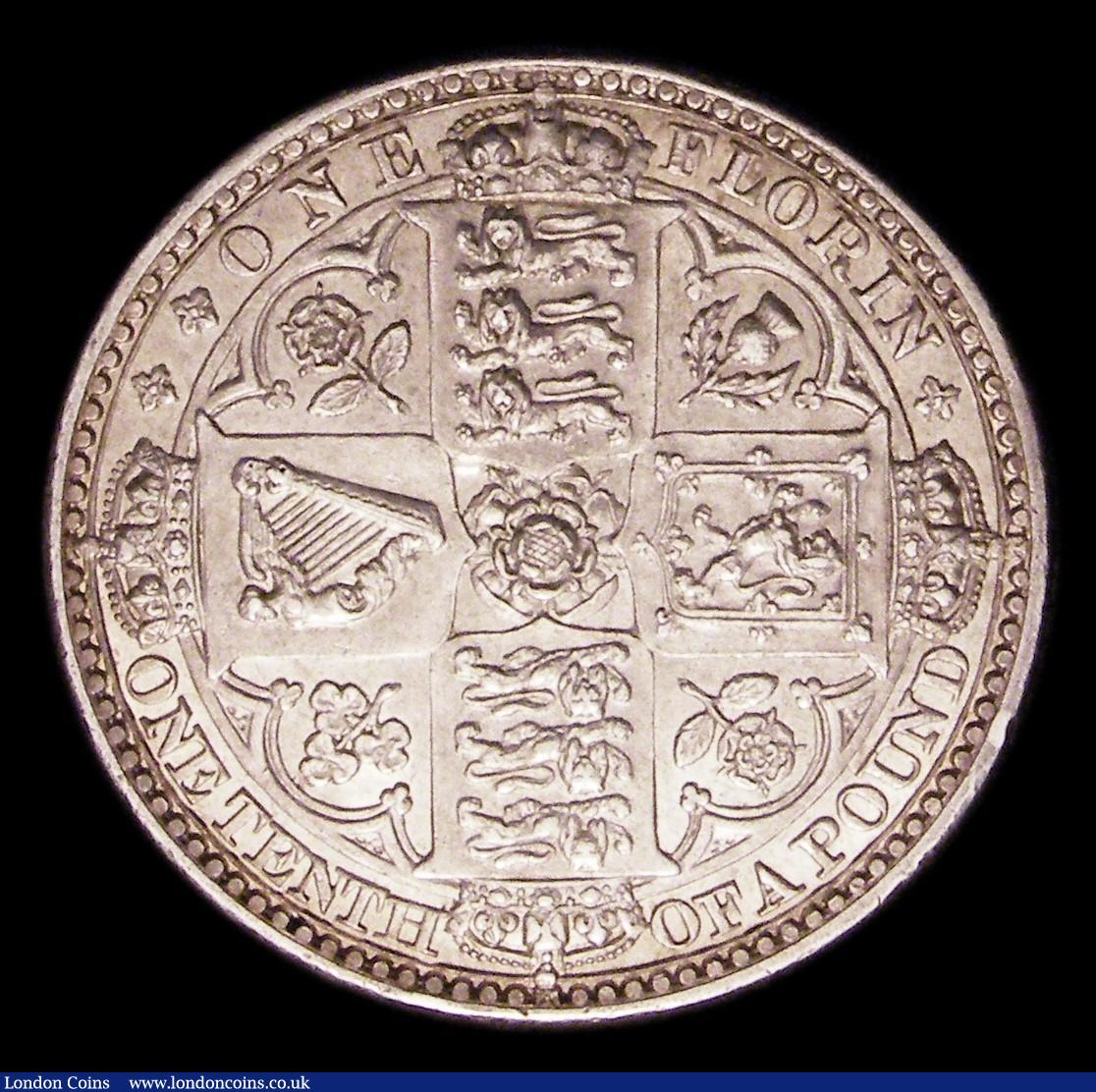 London Coins : A153 : Lot 2202 : Florin 1849 WW obliterated by linear circle ESC 802A NEF with some contact marks