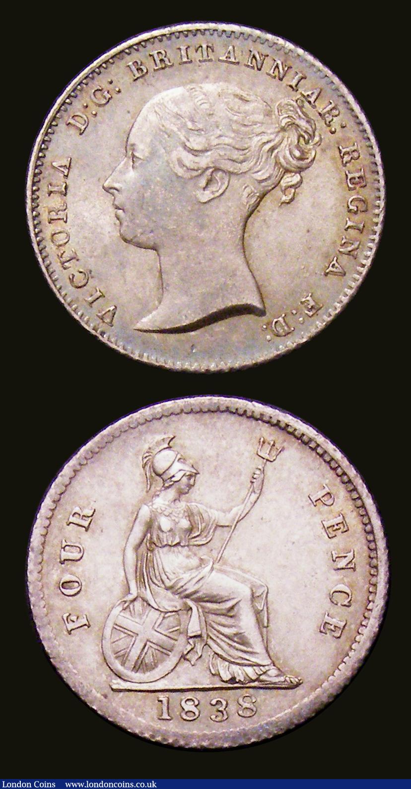 London Coins : A153 : Lot 2206 : Groats (2) 1838 ESC 1930 EF toned, 1888 ESC 1956 EF