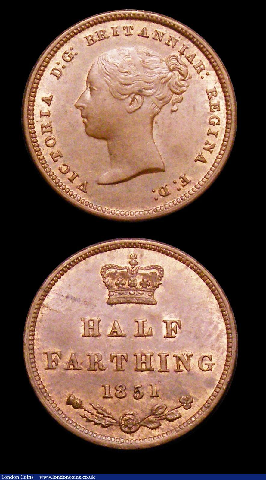 London Coins : A153 : Lot 2212 : Half Farthings (3) 1847 Small 7 in date, as Peck 1596, AU/UNC with some lustre and a tone spot on th...