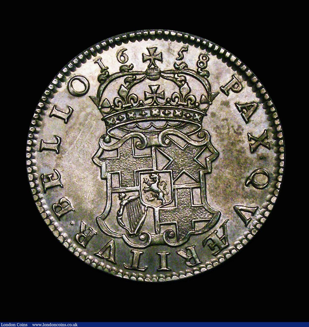 London Coins : A153 : Lot 2213 : Halfcrown 1658 Cromwell ESC 447 A/UNC and retaining much original lustre , the reverse with the attr...