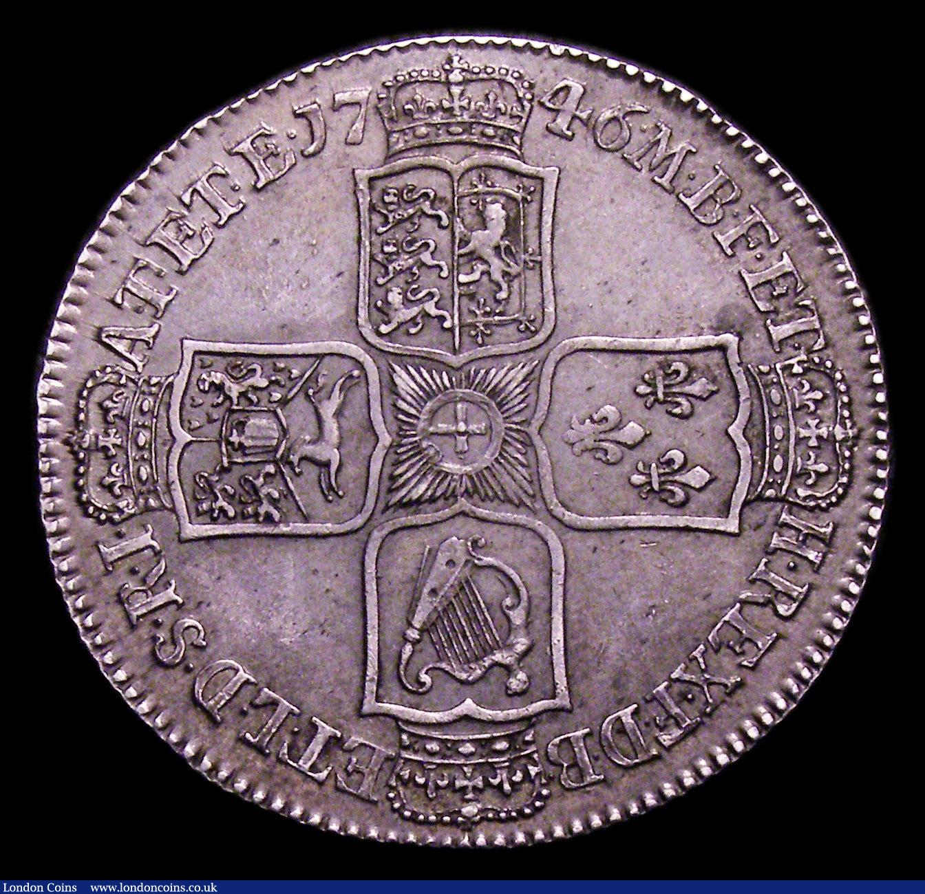 London Coins : A153 : Lot 2220 : Halfcrown 1746 LIMA ESC 606 NEF/GVF nicely toned