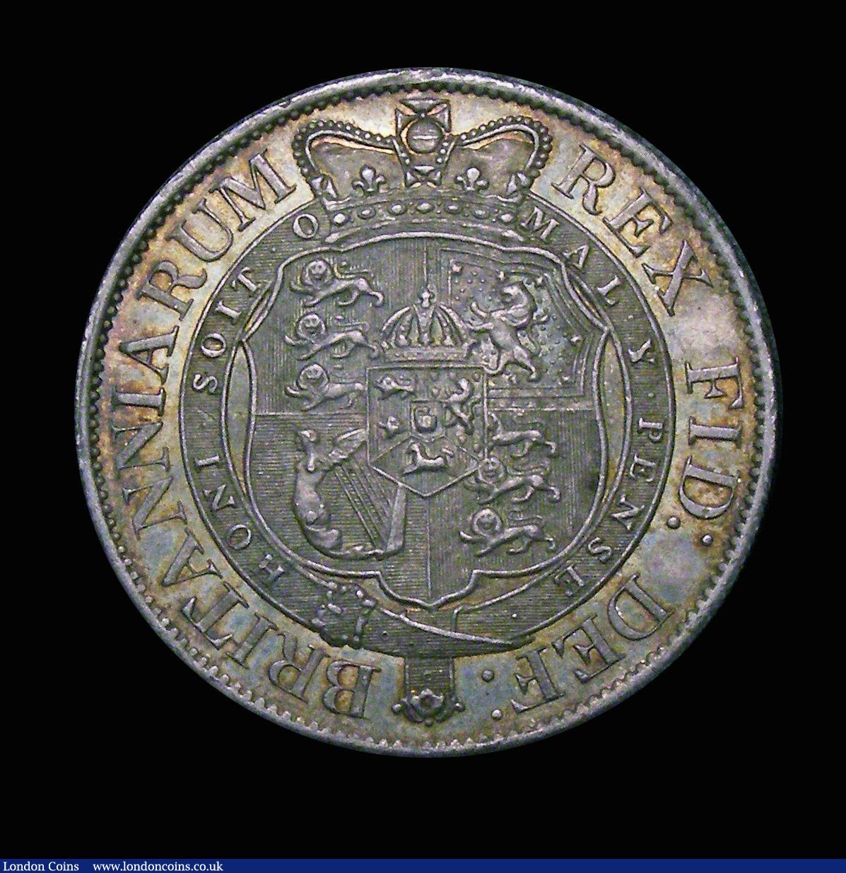 London Coins : A153 : Lot 2221 : Halfcrown 1817 Small Head Milled edge Proof ESC 619 toned UNC with some edge nicks and some remainin...