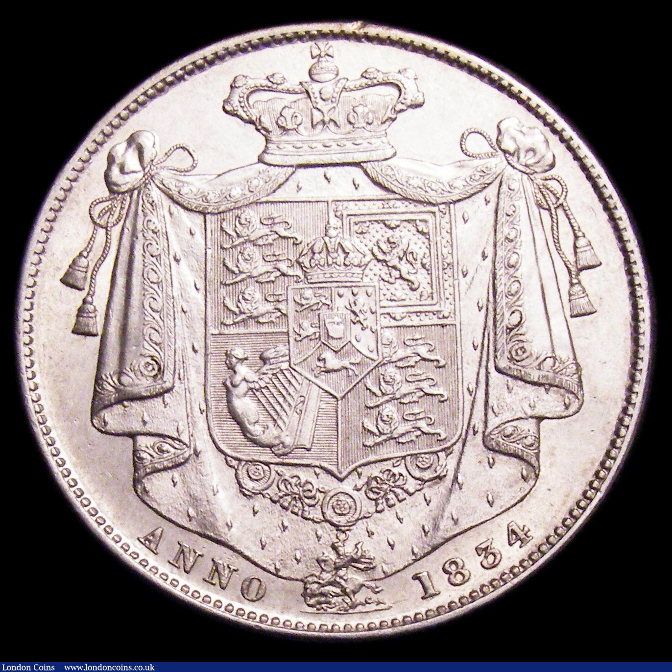 London Coins : A153 : Lot 2226 : Halfcrown 1834 WW in script ESC 662 EF or near so with some light contact marks