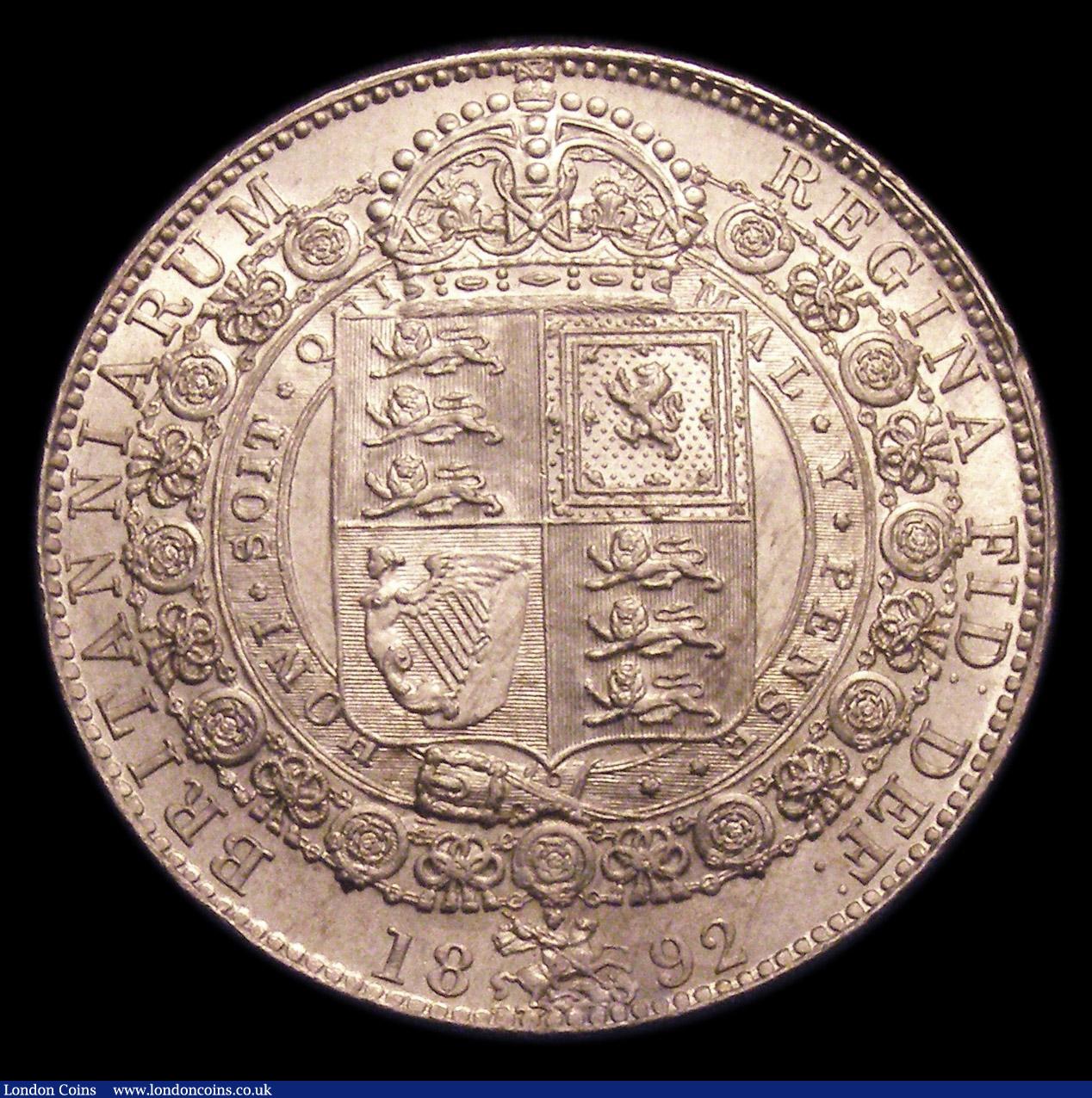 London Coins : A153 : Lot 2230 : Halfcrown 1892 ESC 725 UNC and lustrous with some small rim nicks and a small tone line on the obver...