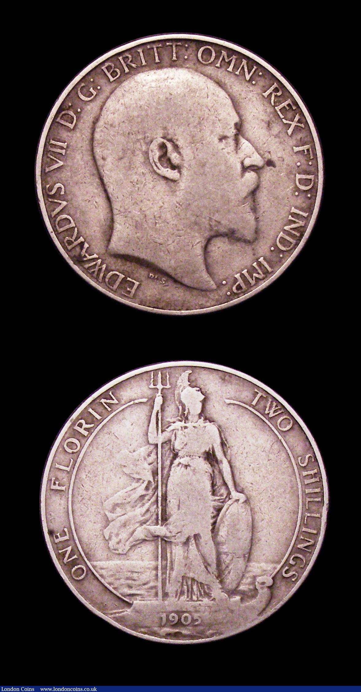 London Coins : A153 : Lot 2233 : Halfcrown 1903 ESC 748 VG, Florin 1905 ESC 923 VG