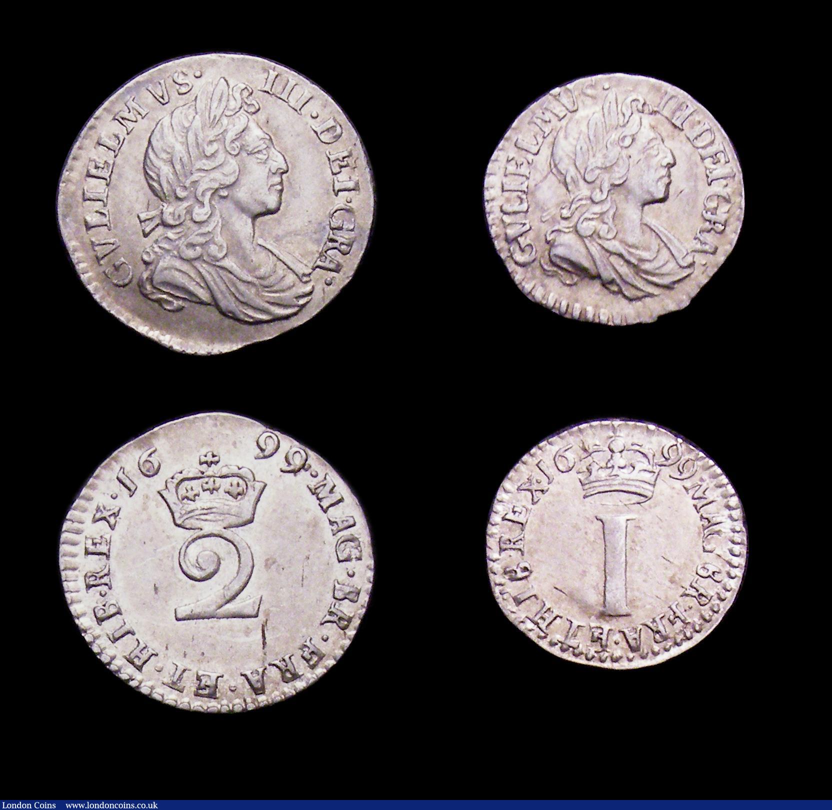 London Coins : A153 : Lot 2259 : Maundy Set 1699 ESC 2390 NEF to EF with a few light adjustment lines, a nicely matched set both in c...