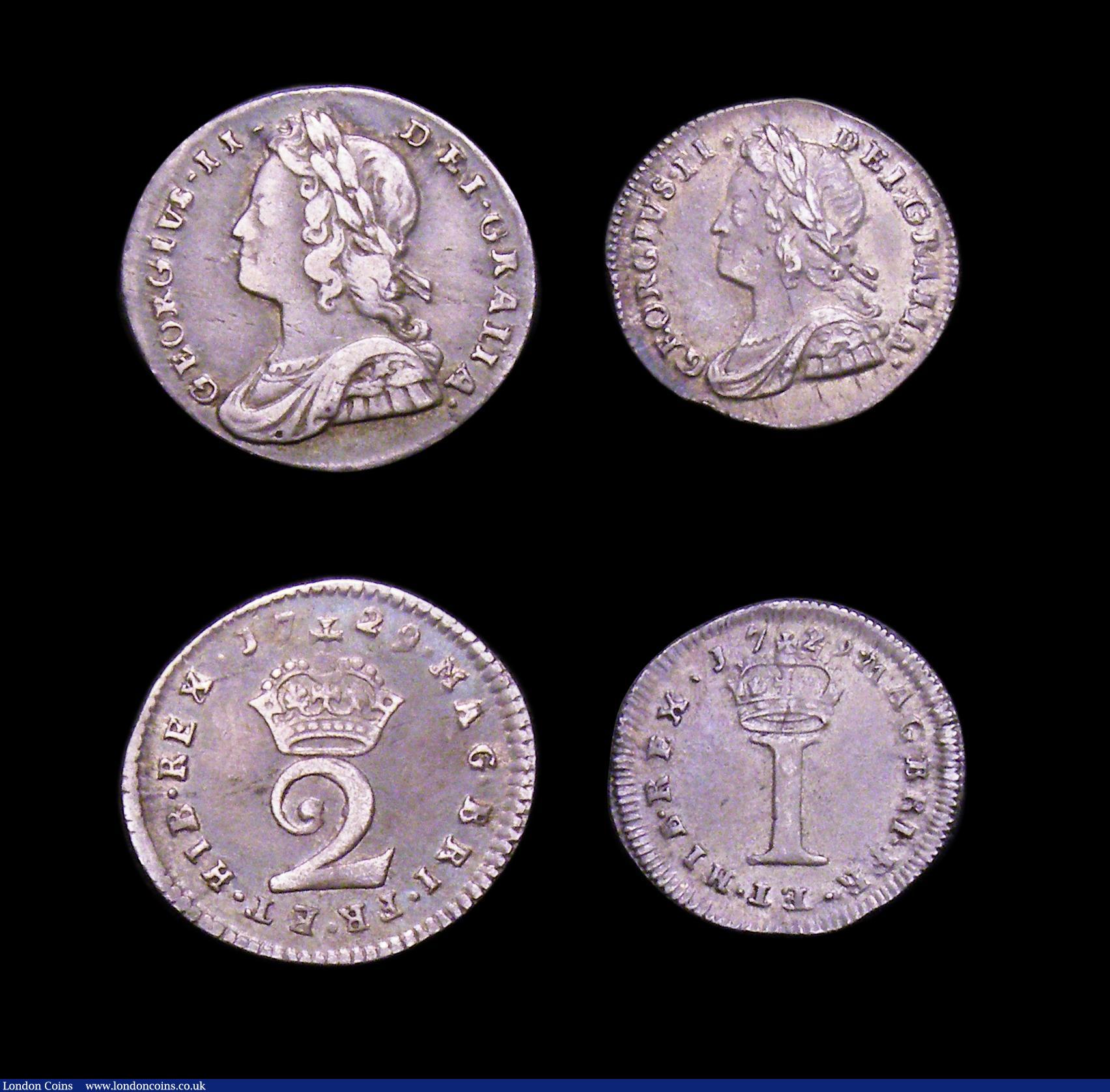 London Coins : A153 : Lot 2260 : Maundy Set 1729 ESC 2402 Fourpence NEF with some haymarking and adjustment lines, Threepence About E...