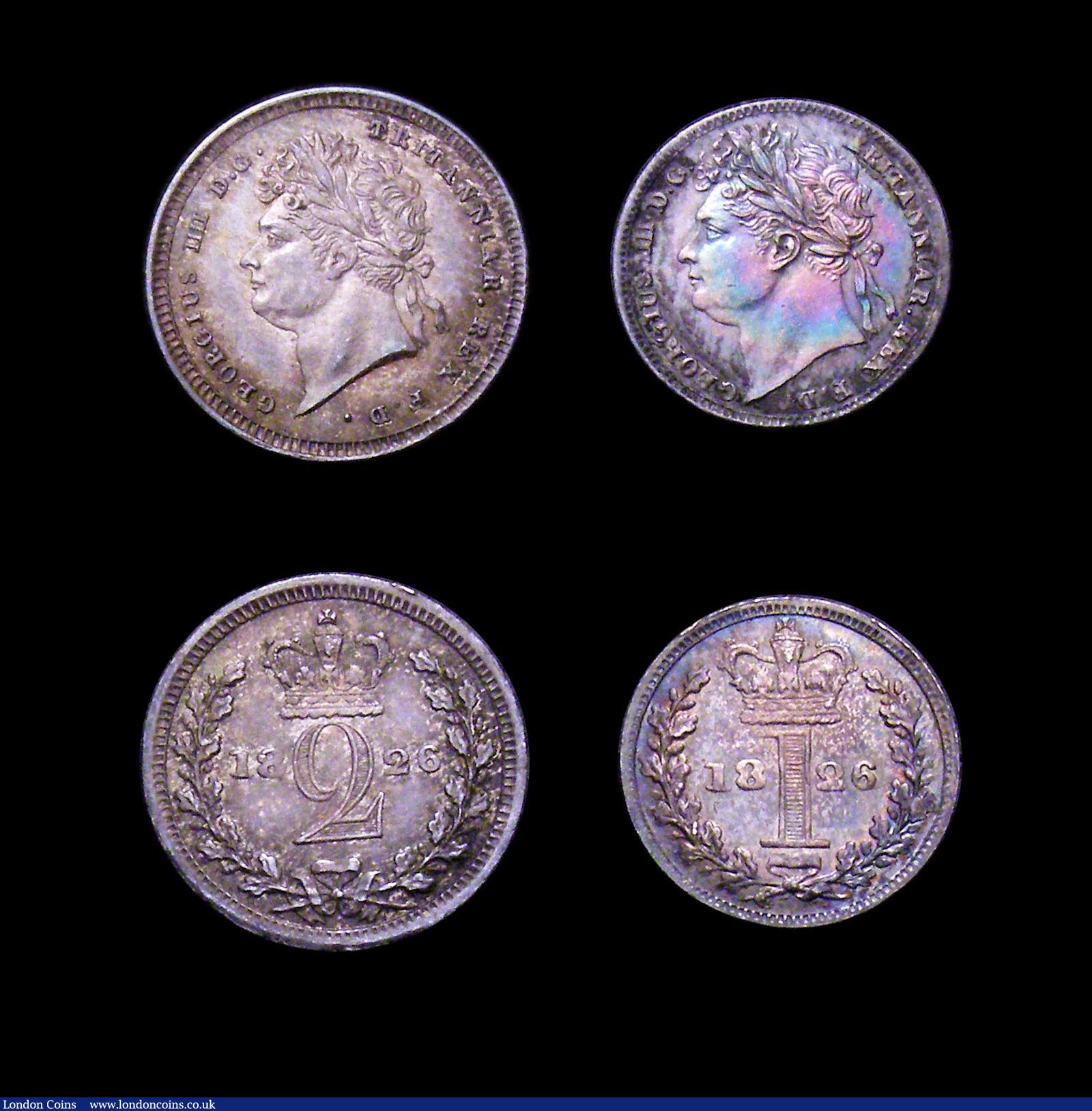 London Coins : A153 : Lot 2263 : Maundy Set 1826 ESC 2430 an assembled set Fourpence EF, Threepence NEF/EF, Twopence TRITANNIAR, T ov...