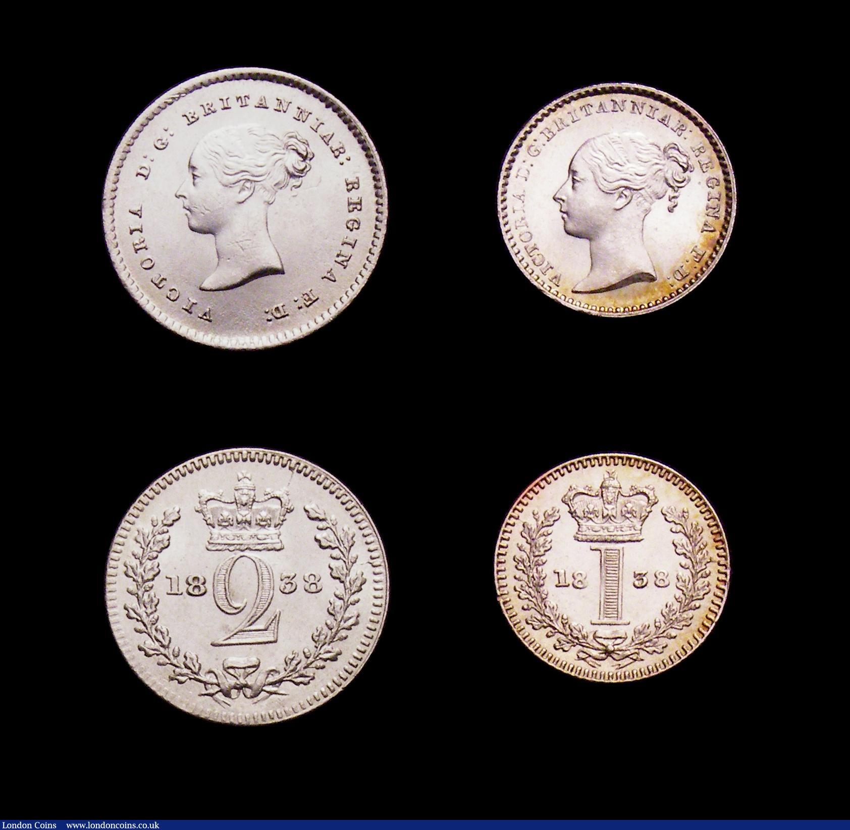 London Coins : A153 : Lot 2265 : Maundy Set 1838 ESC 2445 GEF to A/UNC with some light hairlines, only the third set we have offered ...